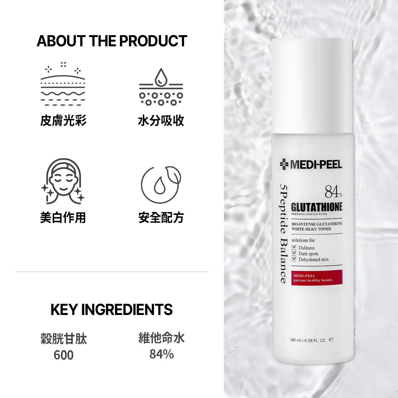Medipeel 強效穀胱甘肽煙酰胺 美白絲滑爽膚水 180ml