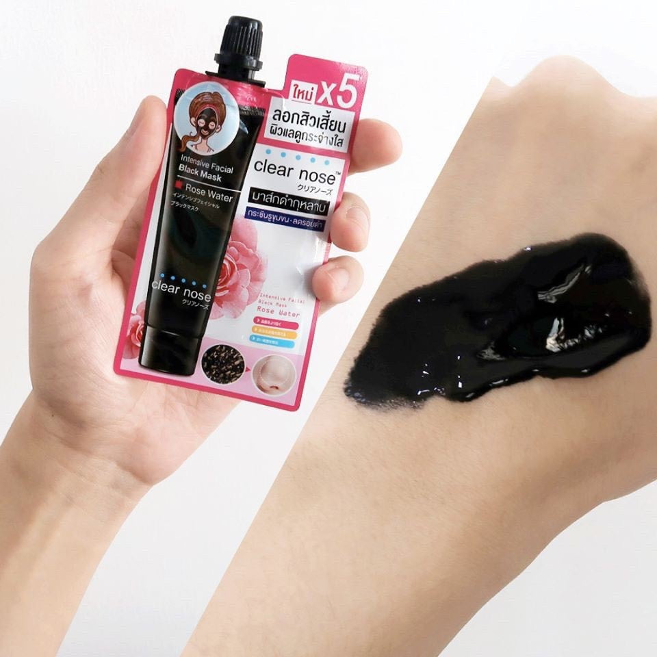CLEAR NOSE Rose Water Intensive Facial Black Mask 12g
