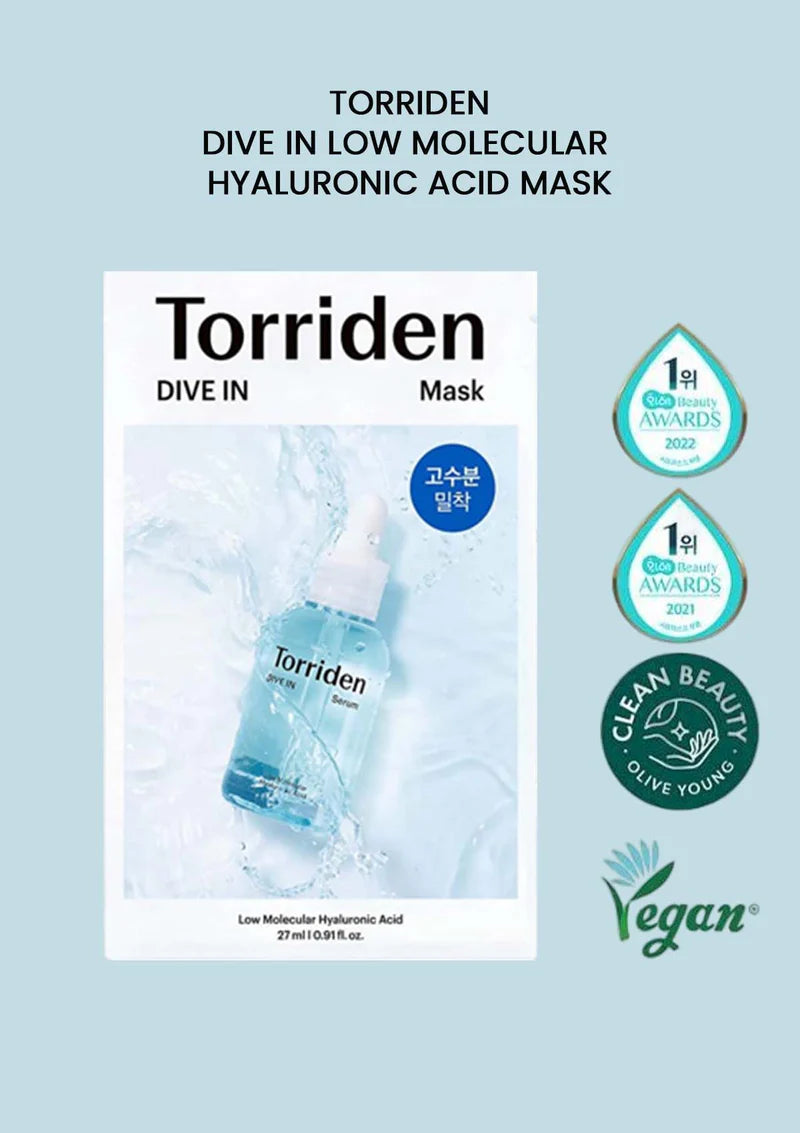 Torriden DIVE IN Hyaluronic Acid Facial Mask 10ea