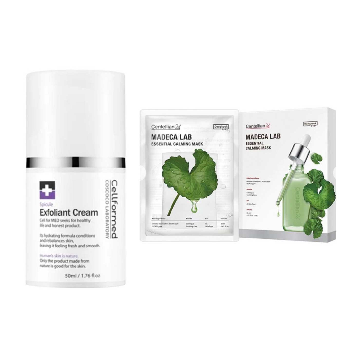 【套裝優惠】Cellformed 72小時童顏微針面霜 50ml + CENTELLIAN 24+ 馬達加積雪草舒緩修復面膜 20ml x 6片
