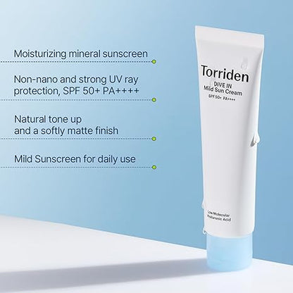 Torriden DIVE IN Mild Sun Cream SPF 50+ PA++++ 60ml