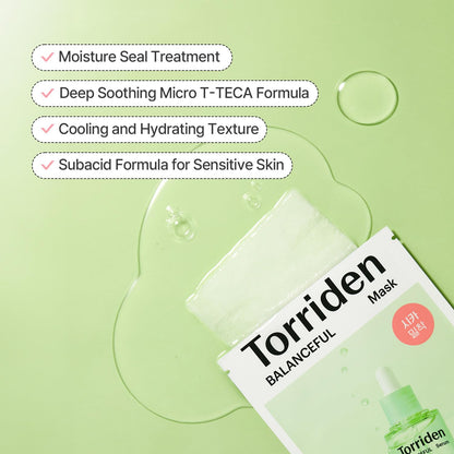 Torriden 韓國 積雪草舒緩急救面膜 10片