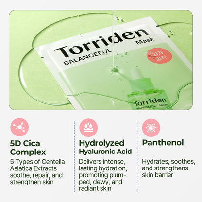 Torriden 韓國 積雪草舒緩急救面膜 10片
