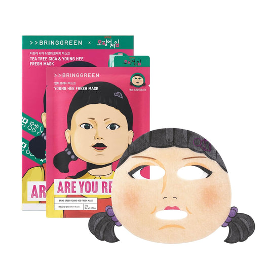 BRING GREEN Squid Game Fresh Mask Sheet (Teatree Cica+Young Hee) 10ea