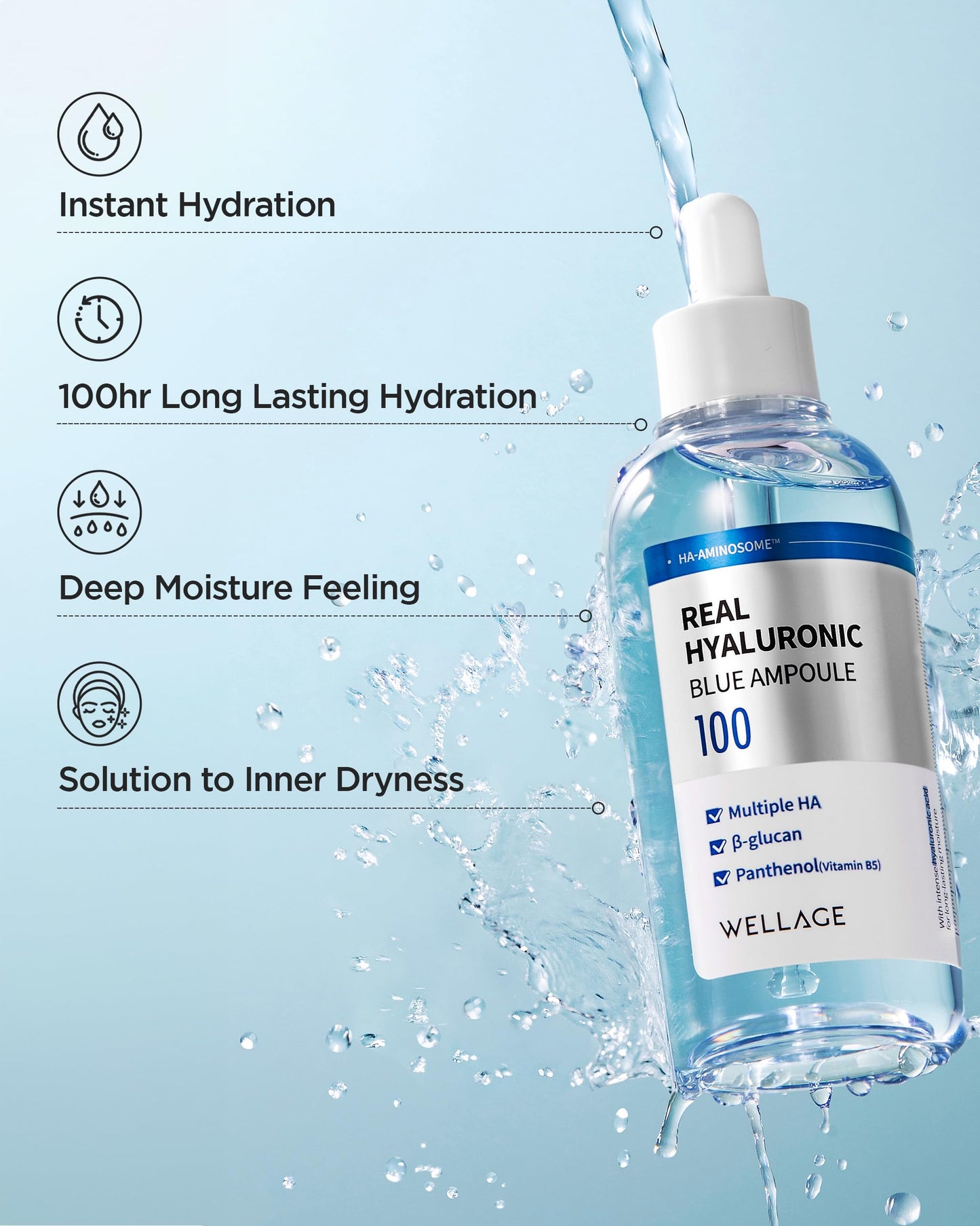 WELLAGE 韓國 100%純透明質酸保濕精華套裝 60ml + 60ml