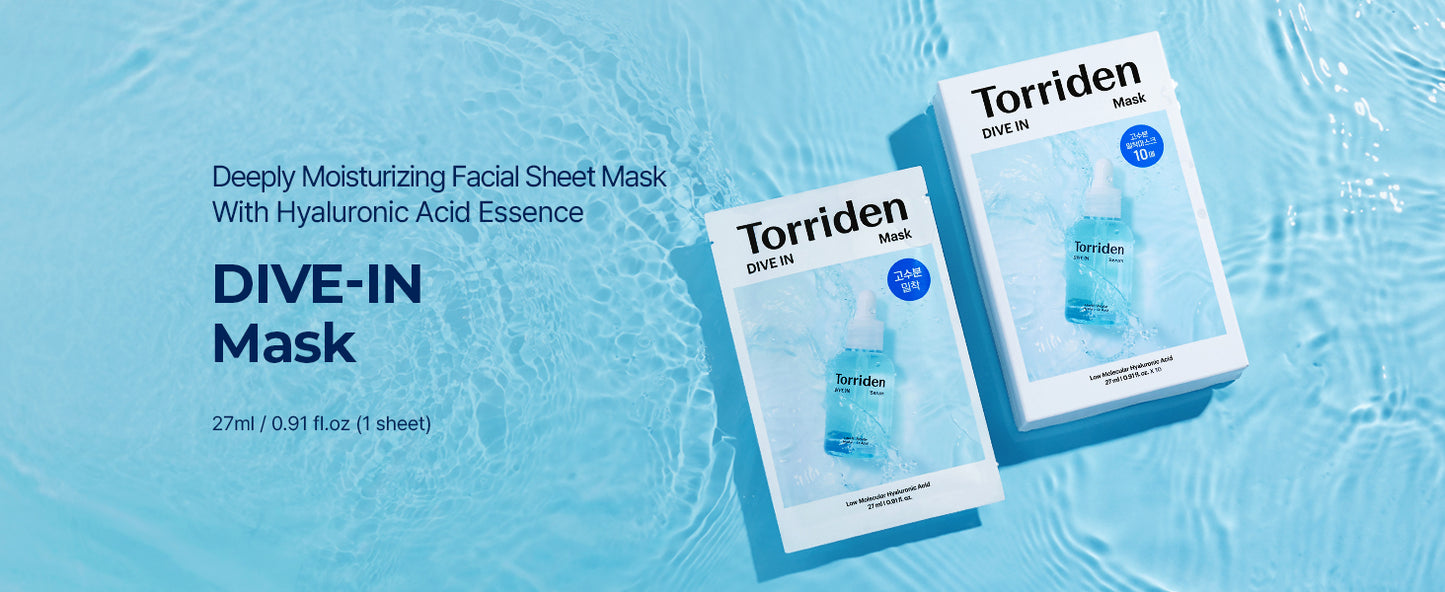 Torriden DIVE IN Hyaluronic Acid Facial Mask 10ea
