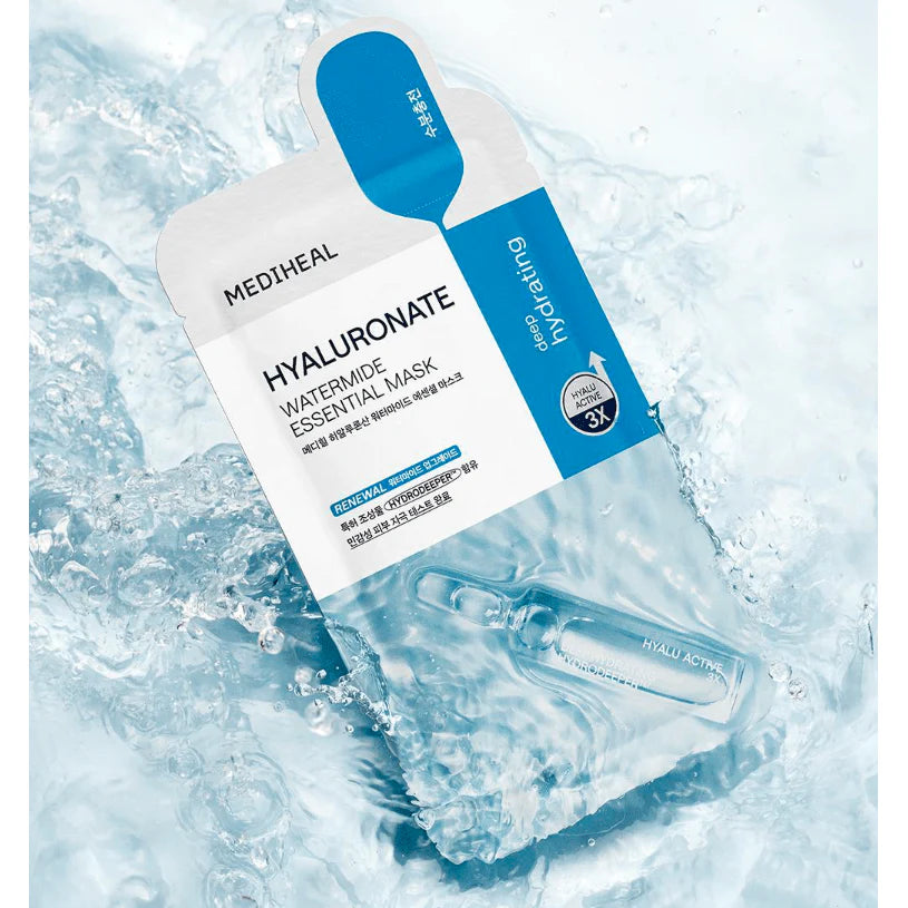 Mediheal Best Korean Watermide Essential Face Mask  10ea - 10 Hydrating and Moisturizing Sheet Masks With Water 3x Complex For All Skin Types