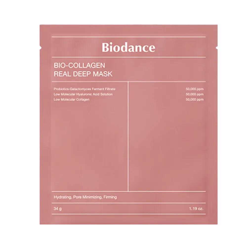 BIODANCE Bio-Collagen Real Deep Mask, Hydrating Overnight Hydrogel Mask, Pore Minimizing, Elasticity Improvement, 34g x4ea