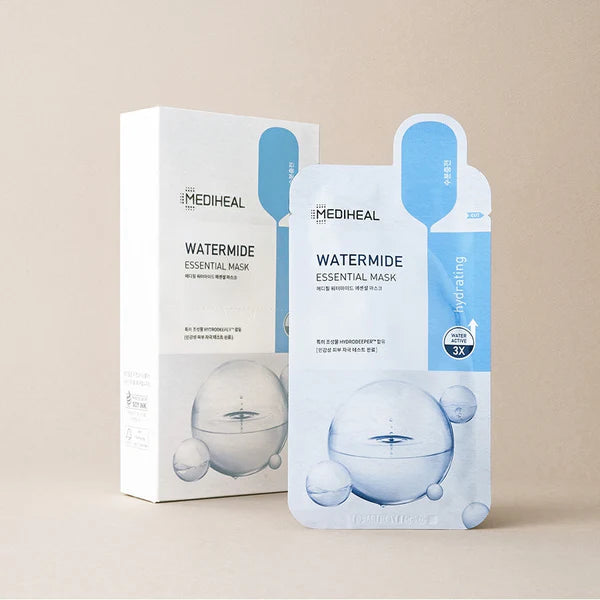 Mediheal Best Korean Watermide Essential Face Mask  10ea - 10 Hydrating and Moisturizing Sheet Masks With Water 3x Complex For All Skin Types
